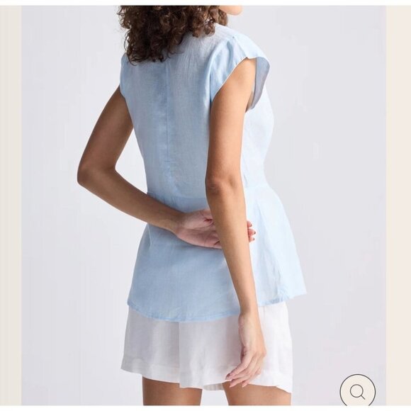 💙 Reistor 100% Hemp Wrap Style Short Sleeve Top Size 2X Preppy Lightweight Natu - Picture 3 of 11